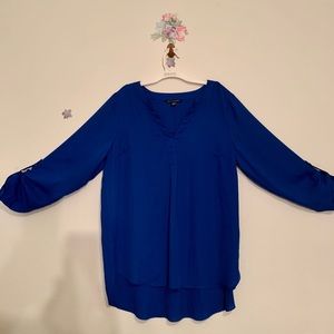 Electric blue ruffled back top